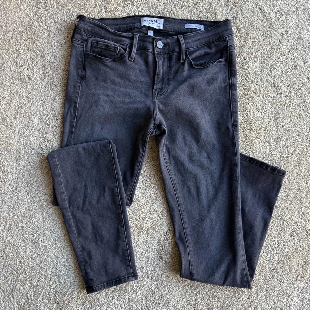 FRAME Denim Le Skinny de Jeanne Womens 29 Gray Skinny Stretch Jeans Mid Rise